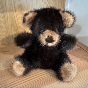 Vintage Black 1982 Rare Bear Genuine Mink Teddy Bear